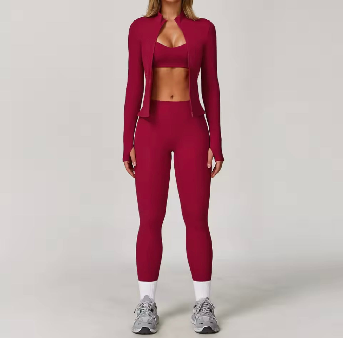 3PCS Sports Set Sweatshirt, Top, Pants, for going to the gym, running, yoga, or everyday comfort