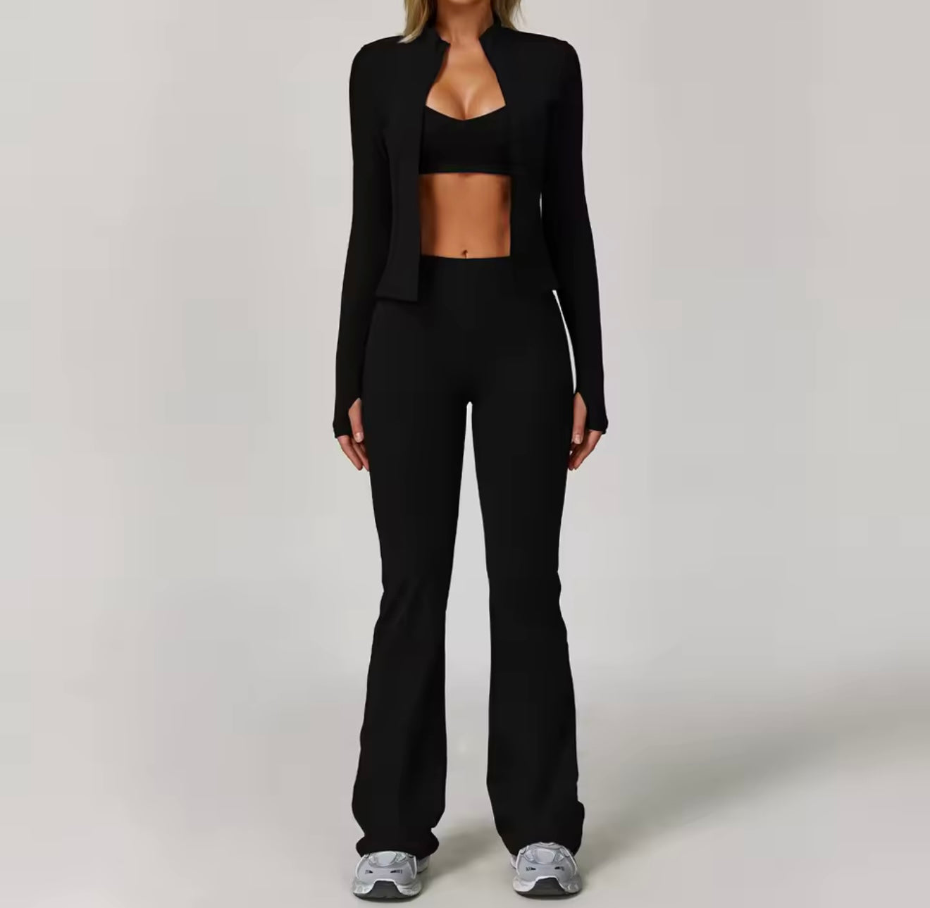 3PCS Sports Set Sweatshirt, Top, Pants, for going to the gym, running, yoga, or everyday comfort