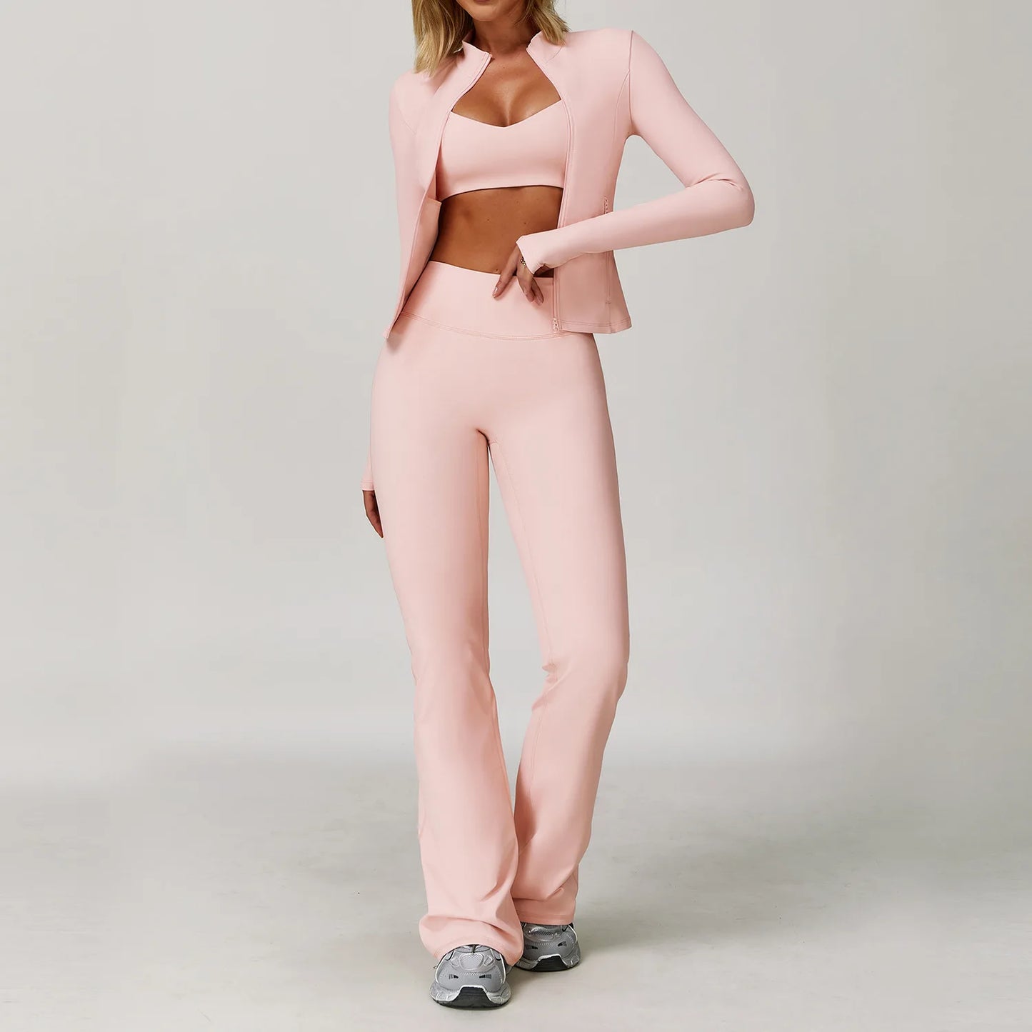 3PCS Sports Set Sweatshirt, Top, Pants, for going to the gym, running, yoga, or everyday comfort