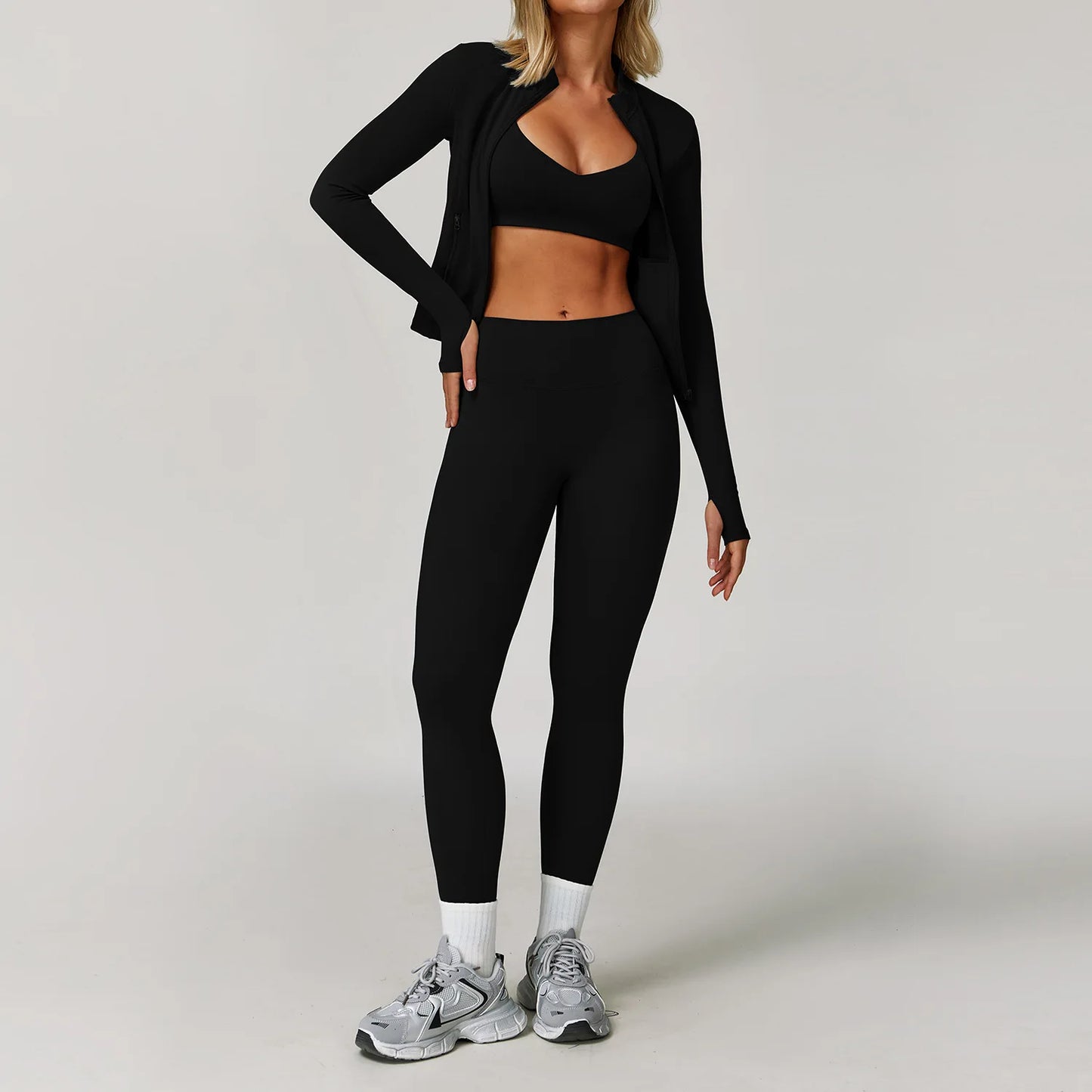 3PCS Sports Set Sweatshirt, Top, Pants, for going to the gym, running, yoga, or everyday comfort