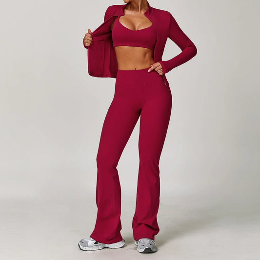 3PCS Sports Set Sweatshirt, Top, Pants, for going to the gym, running, yoga, or everyday comfort